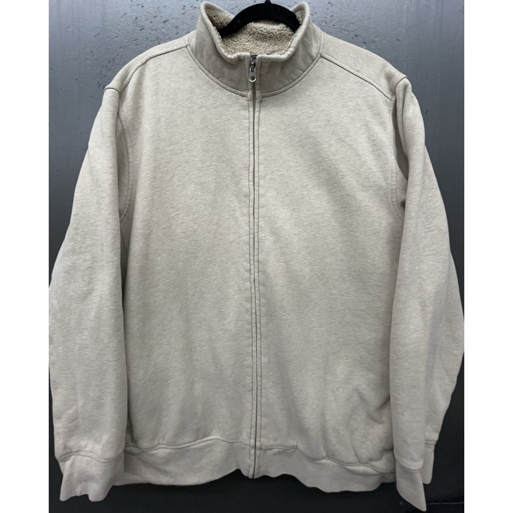 Bass Sweatshirt Women XL Beige Sherpa Lined Full Zip Pocket Soft Cozy Minimalist